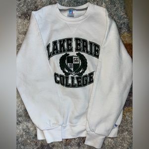 Small white Lake Erie college crewneck